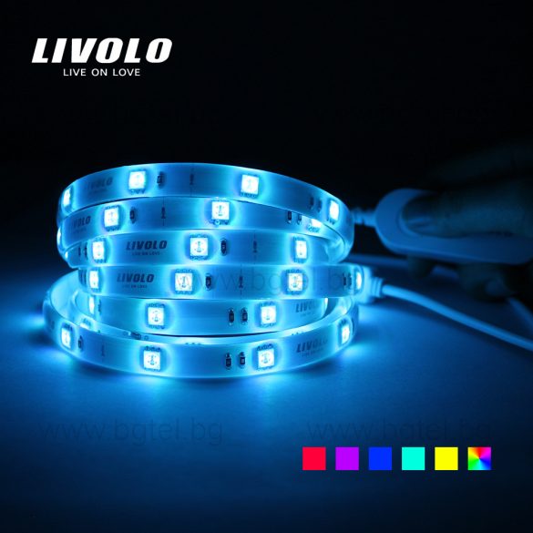 Комплект влагозащитена Smart RGB LED Лента с контролер и захранващ USB кабел LIVOLO 7W 2м IP67 VL-XL001