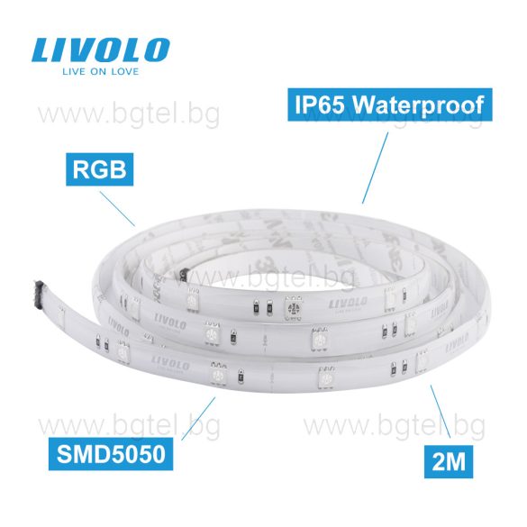 Комплект влагозащитена Smart RGB LED Лента с контролер и захранващ USB кабел LIVOLO 7W 2м IP67 VL-XL001
