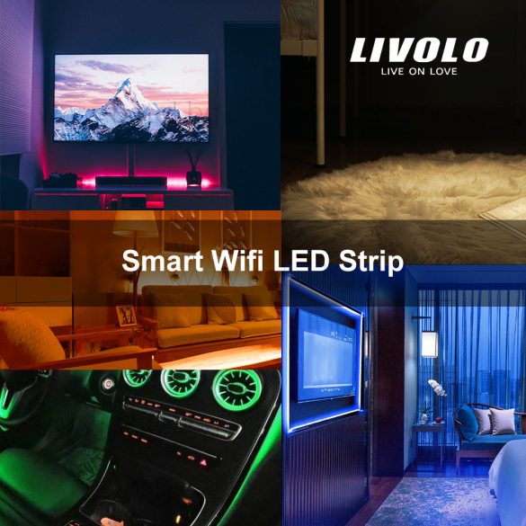 Комплект влагозащитена Smart RGB LED Лента с контролер и захранващ USB кабел LIVOLO 7W 2м IP67 VL-XL001